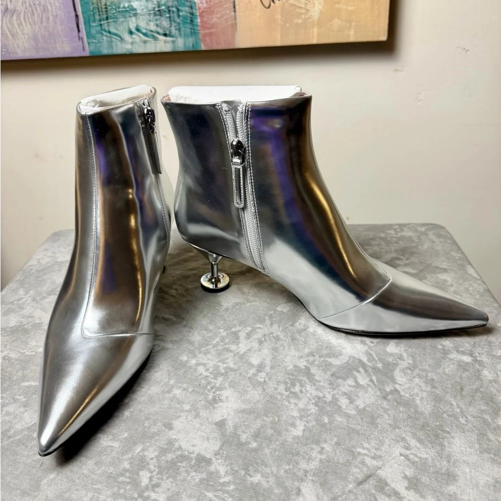 Brand New Kate Spade Silver Garnish Zip Up Ankle Boots Size 9 - Picture 13 of 16